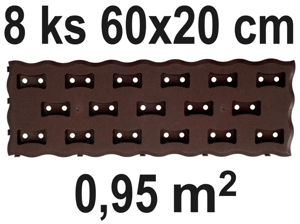 PROSPERPLAST Záhonový chodník 60x20cm, 8ks, hnedý