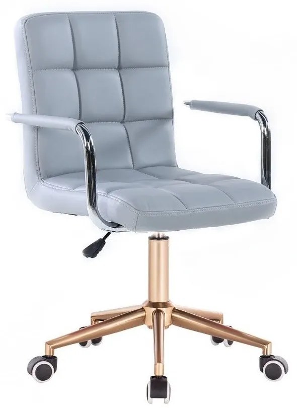 LuxuryForm DESIGN Stolička VERONA na zlatej podstave s kolieskami - šedá