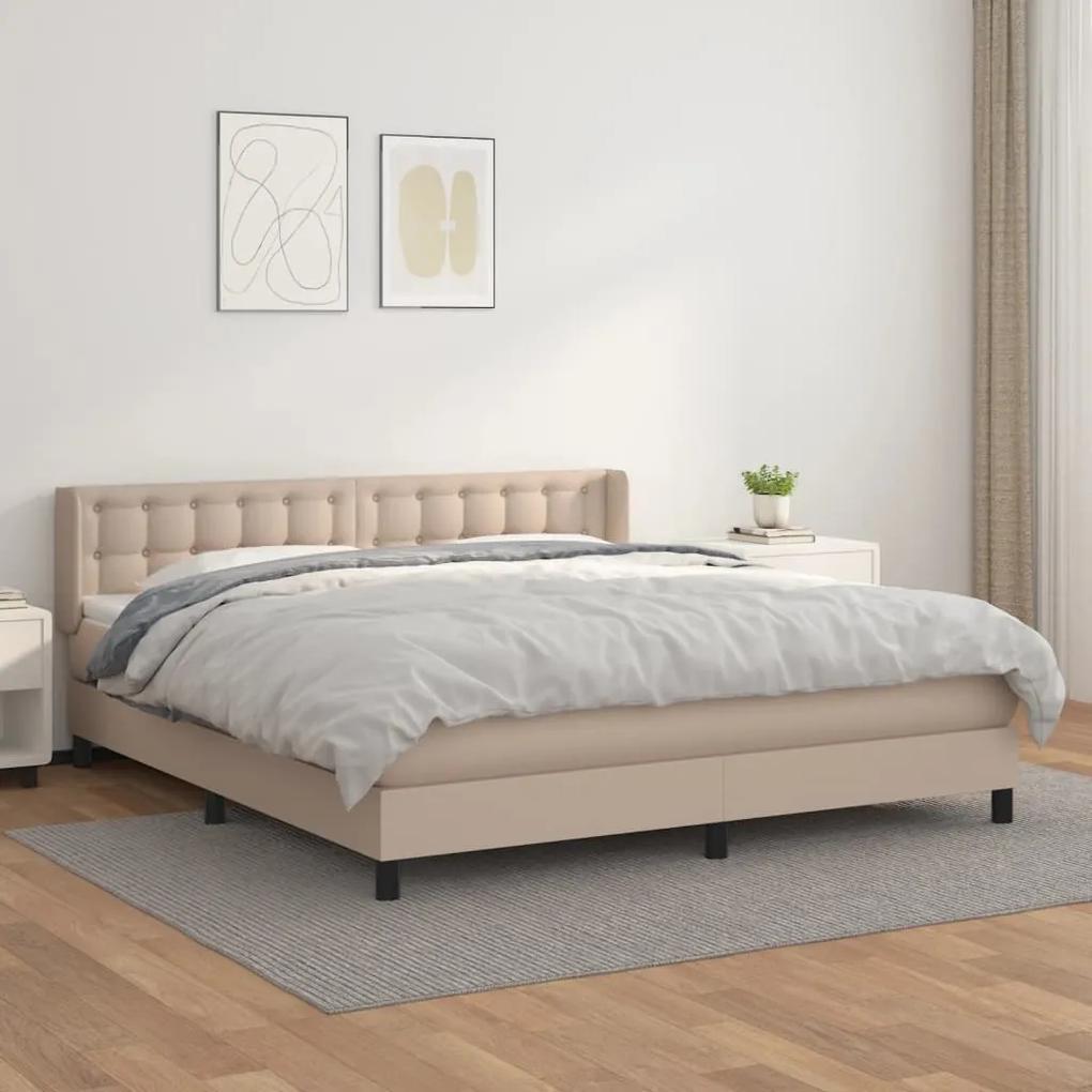Boxspring posteľ s matracom kapučínová 180x200 cm umelá koža 3130798