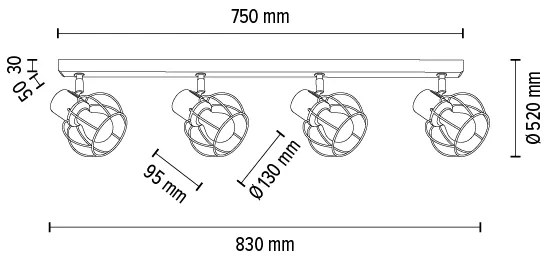 Spot-Light 26114404 - Stropné bodové svietidlo PHIPHI 4xE27/60W/230V dub