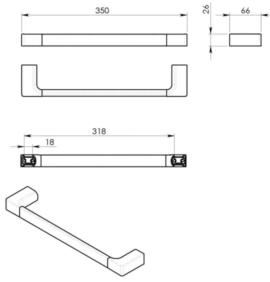 Gedy - Nástenný vešiak na uteráky PIRENEI 6,6x35 cm lesklý chróm