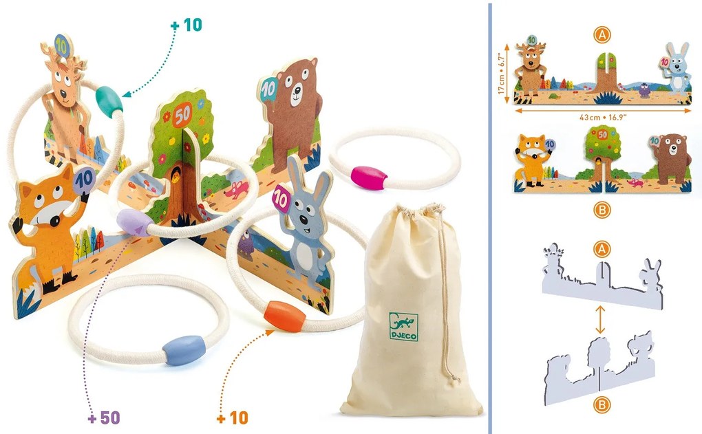 Hádzanie krúžkov na cieľ - Zvieratká