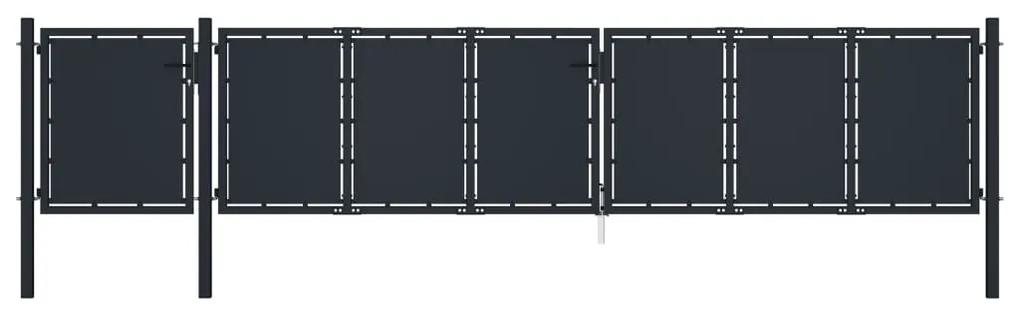 vidaXL Záhradná brána antracitová 5x1,5 m kovová