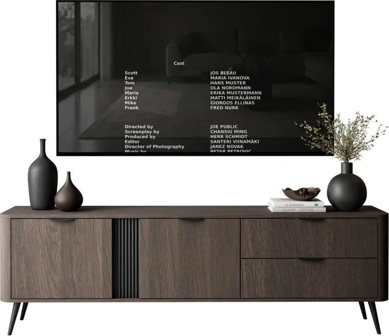 TV skrinka RICKY 195cm dunin dub + čierna