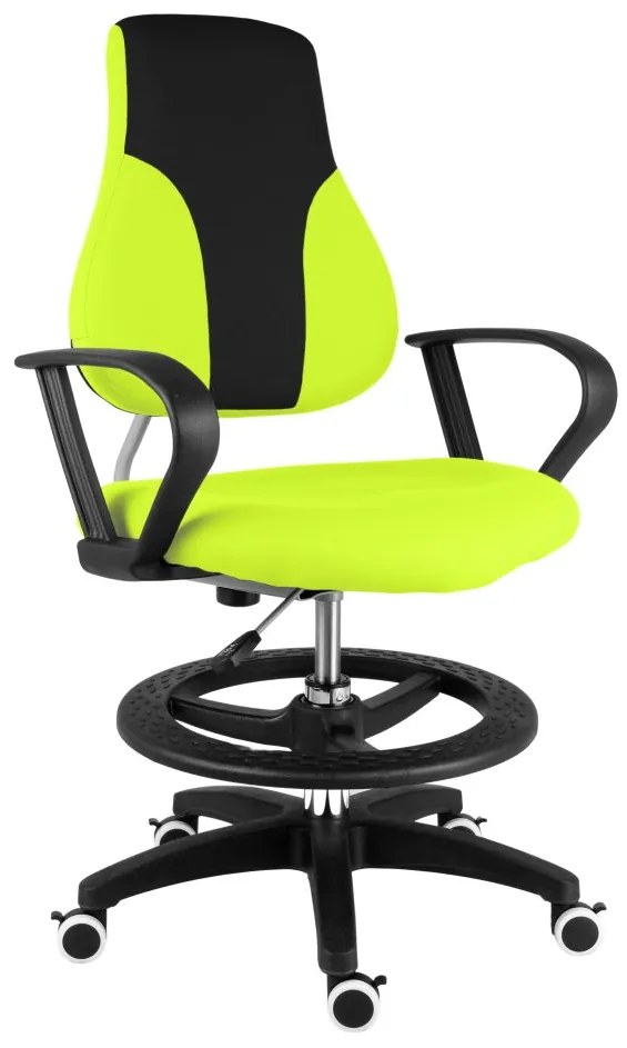Detská rastúca stolička Neoseat KINDER — látka, čierna / reflexná zelená