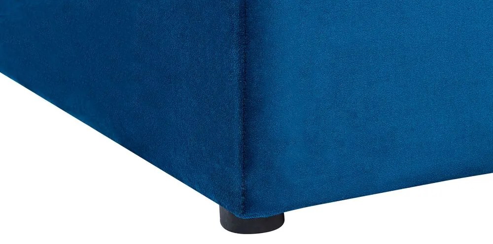 Zamatová posteľ s úložným priestorom 140 x 200 cm modrá NOYERS Beliani