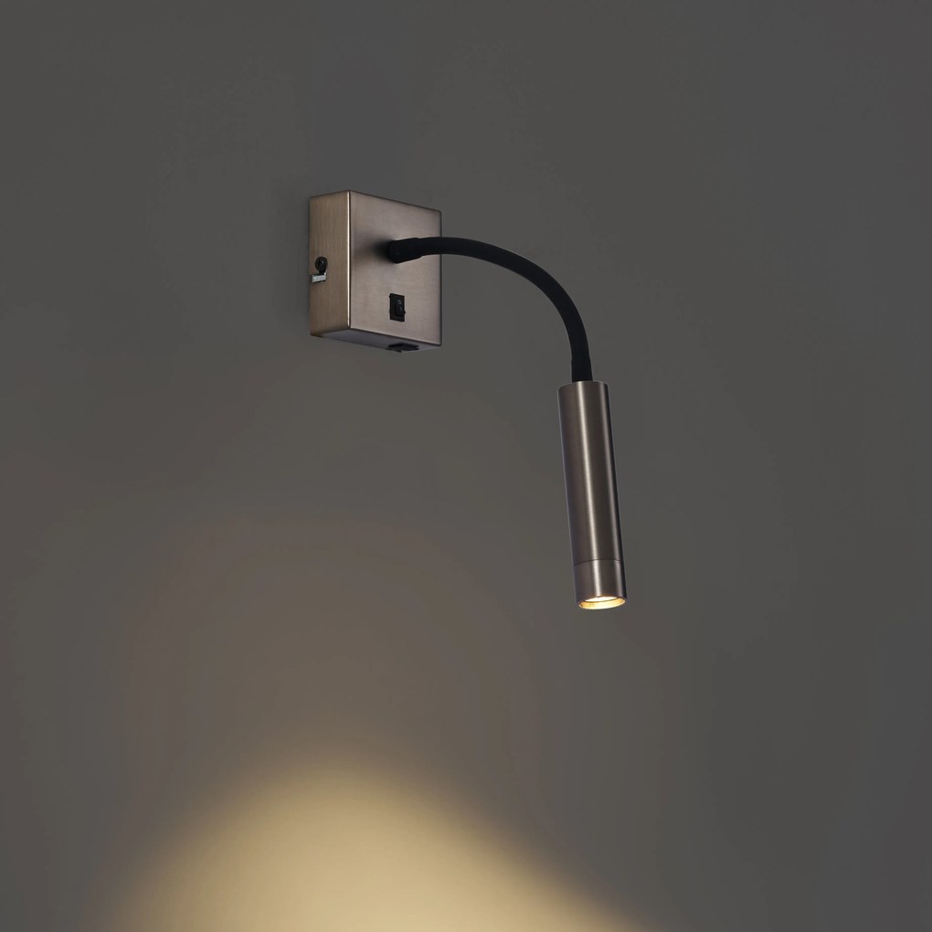 Sada 2 moderných antracitových nástenných lámp s USB-C - Gosna