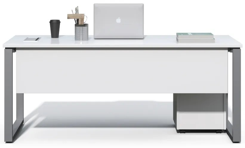 Kancelársky stôl s kontajnerom Houseland Prime Home 02 180 cm biely