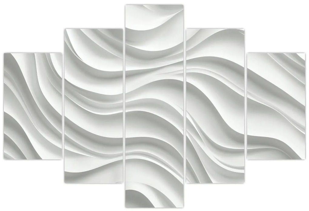 Obraz - 3D biele vlny (150x105 cm)