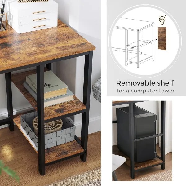 Rohový písací stôl SOLEA hnedá/čierna