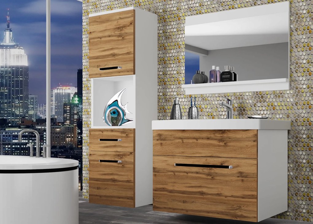 Kúpeľňový nábytok Belini dub wotan + umývadlo + zrkadlo ROD M 3/0/W/DW/0/ZW