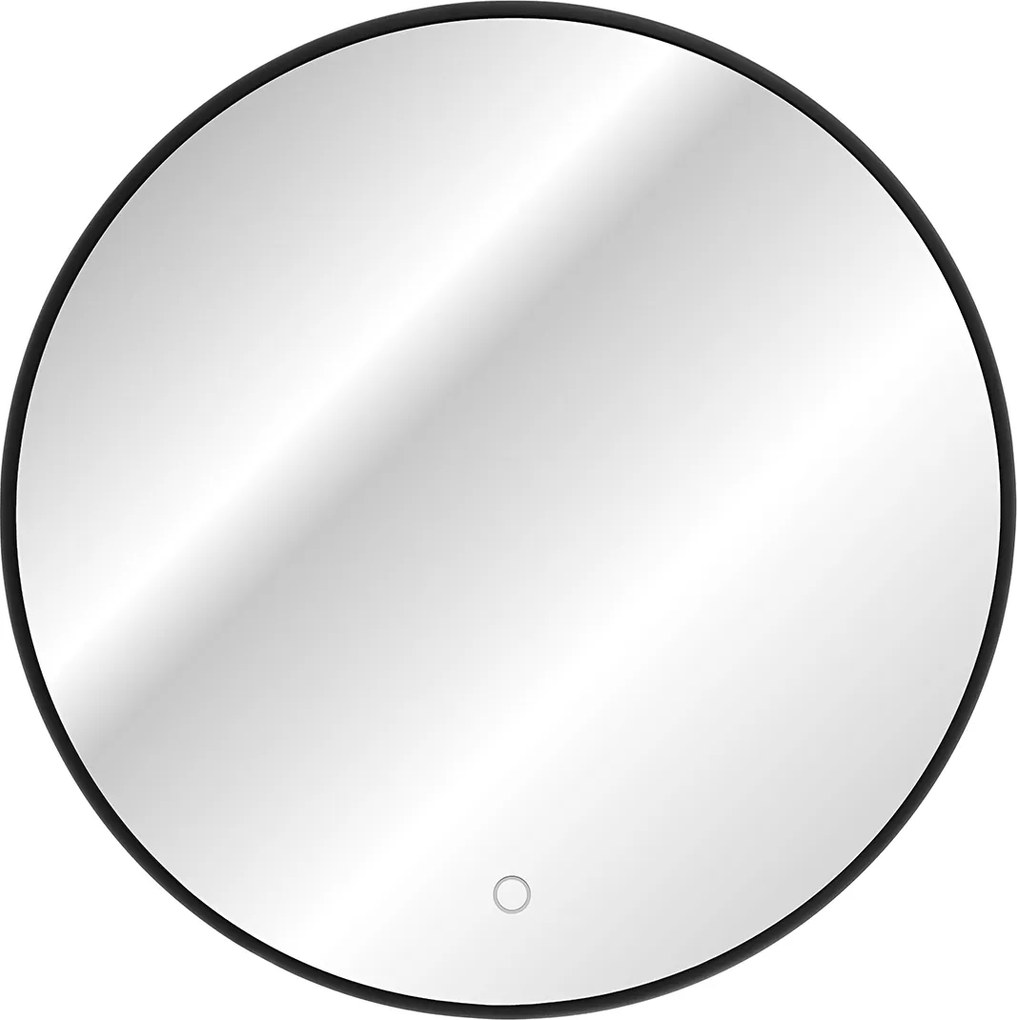 Comad Závesné zrkadlo s LED osvetlením Luna ⌀80 cm, čierna