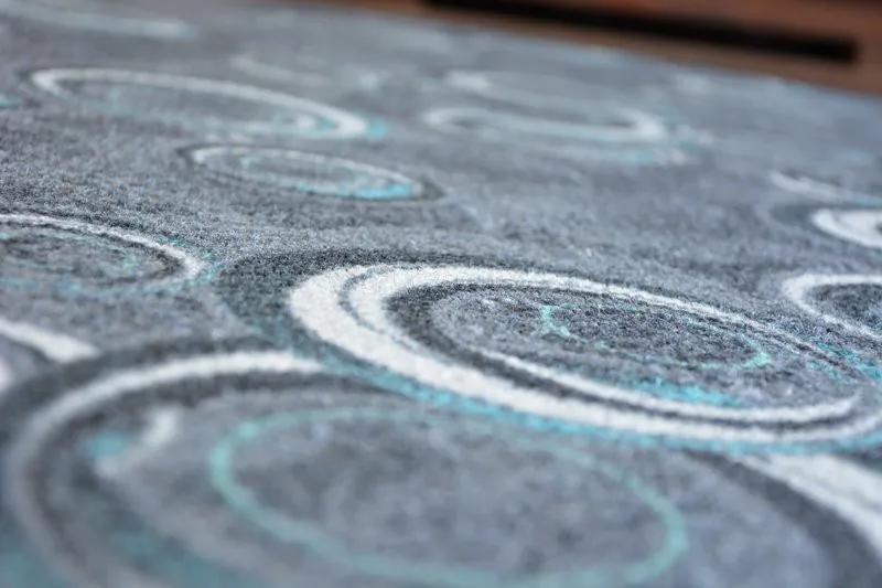 Guľatý koberec DROPS Bubbles sivo-modrý