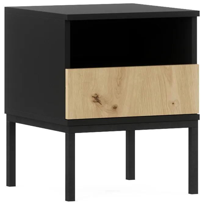 Nočný stolík LANZZI 40x40 cm, čierna/dub