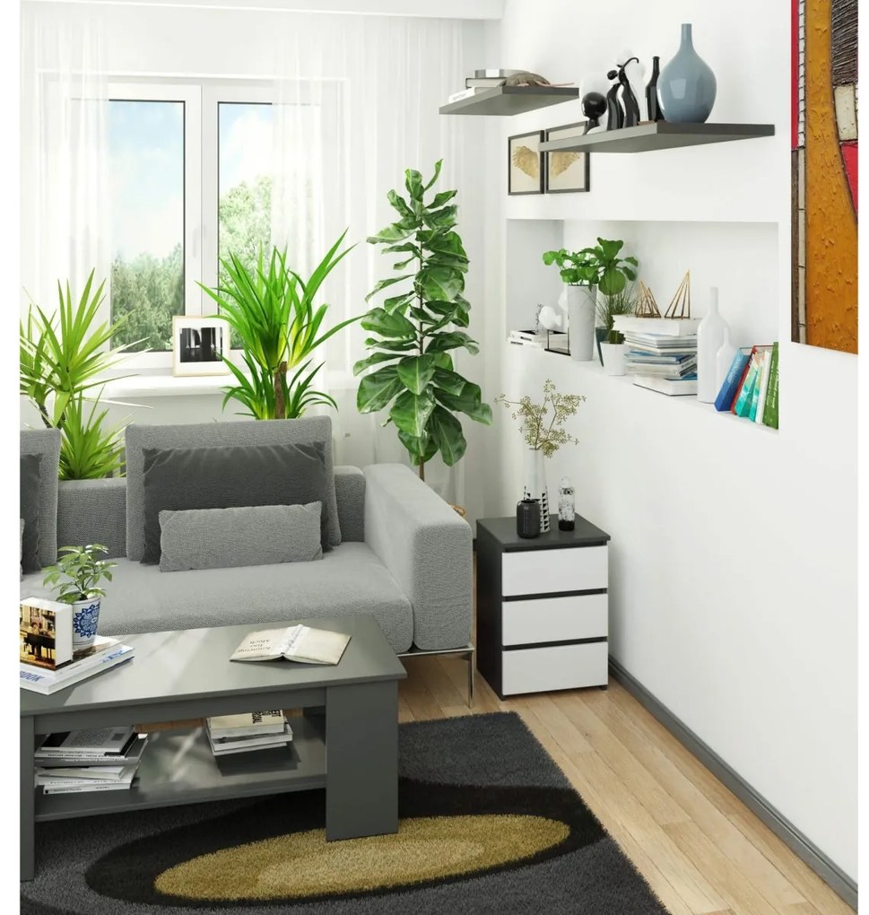 Komoda CL3 40 cm grafitově šedá/bílá