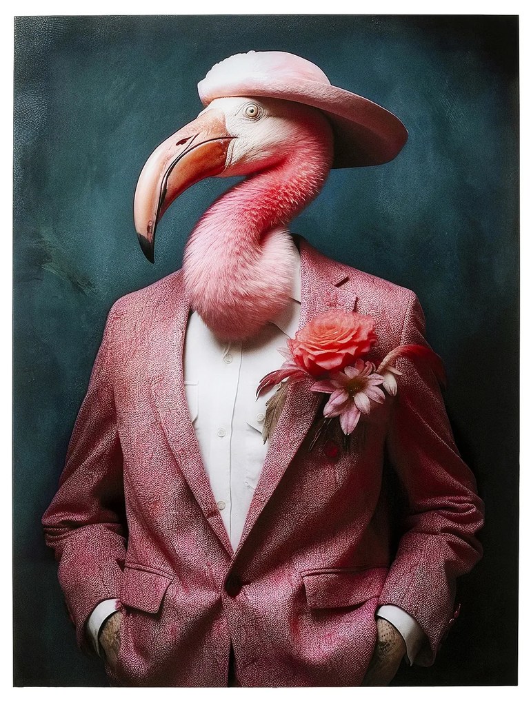 Mister Flamingo sklenený obraz viacfarebný 120x160 cm