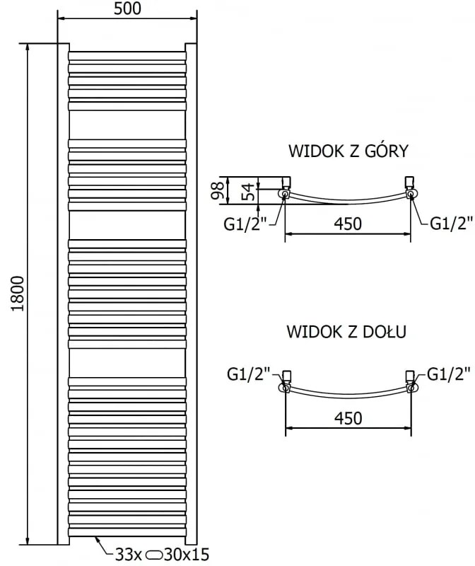 Mexen Helios, elektrické vykurovacie teleso 1800 x 500 mm, 900 W, zlatá lesklá, W103-1800-500-2900-50