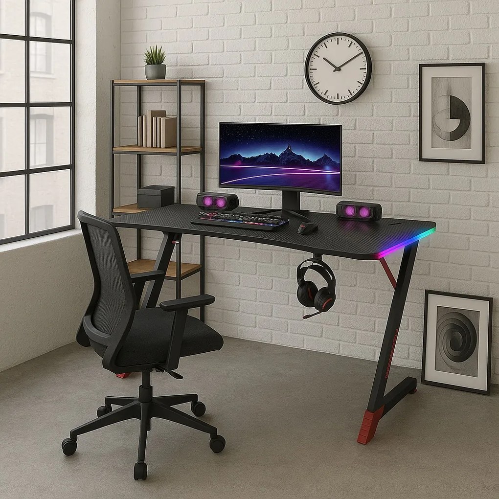 Herný stôl s podsvietením BG01 čierny 120 cm