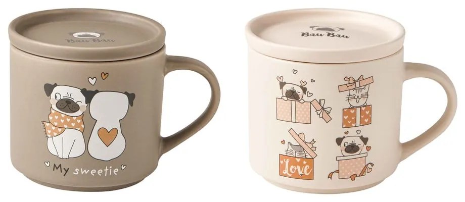 Béžovo-svetlohnedé porcelánové hrnčeky v súprave 2 ks 35 ml – Brandani