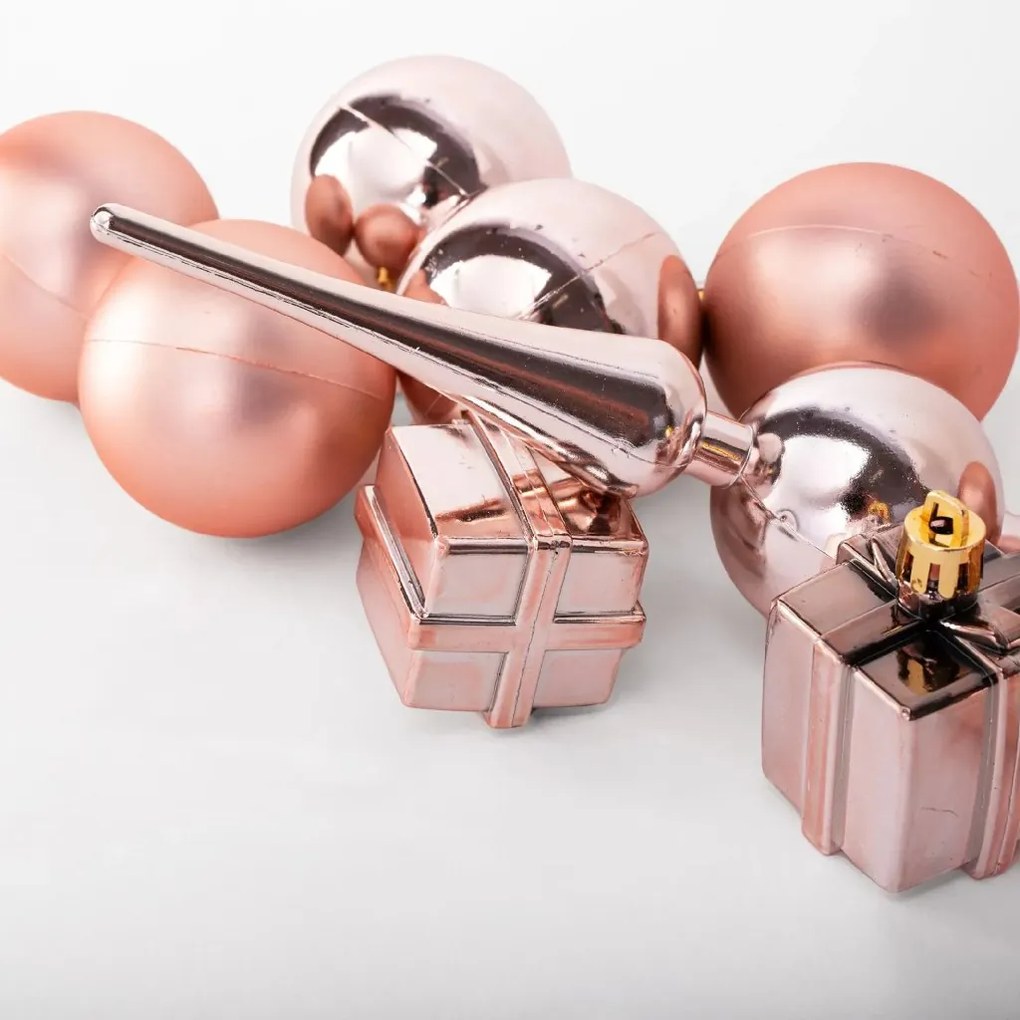 Tutumi Tutumi, vianočné ozdoby na stromček 101ks 311437, ružová-zlatá, CHR-02004