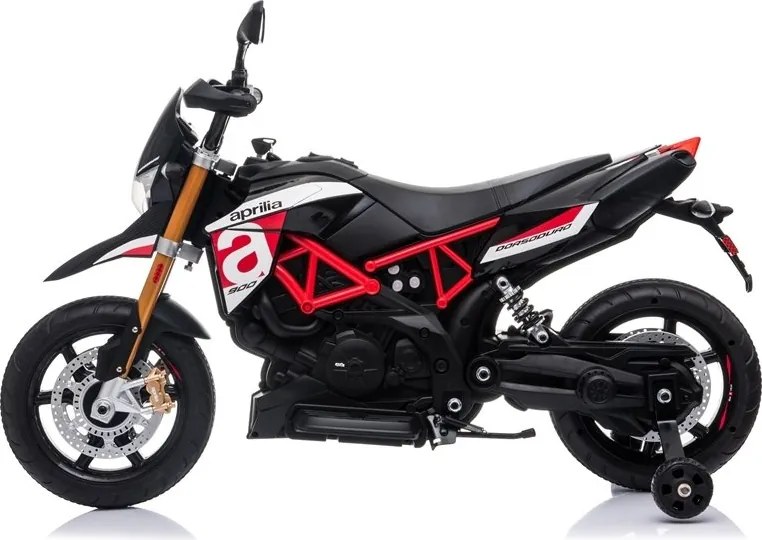 LEAN CARS Elektrická motorka pre deti Aprilia A007, čierno-červená
