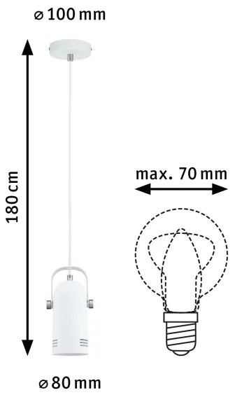 Paulmann 79767 - LED RGBW 1xE27/12W Závesný luster na lanku LAVEA 230V biela