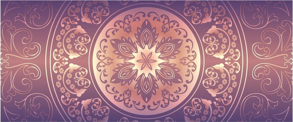 Obraz - Mandala na fialovom gradiente (120x50 cm)
