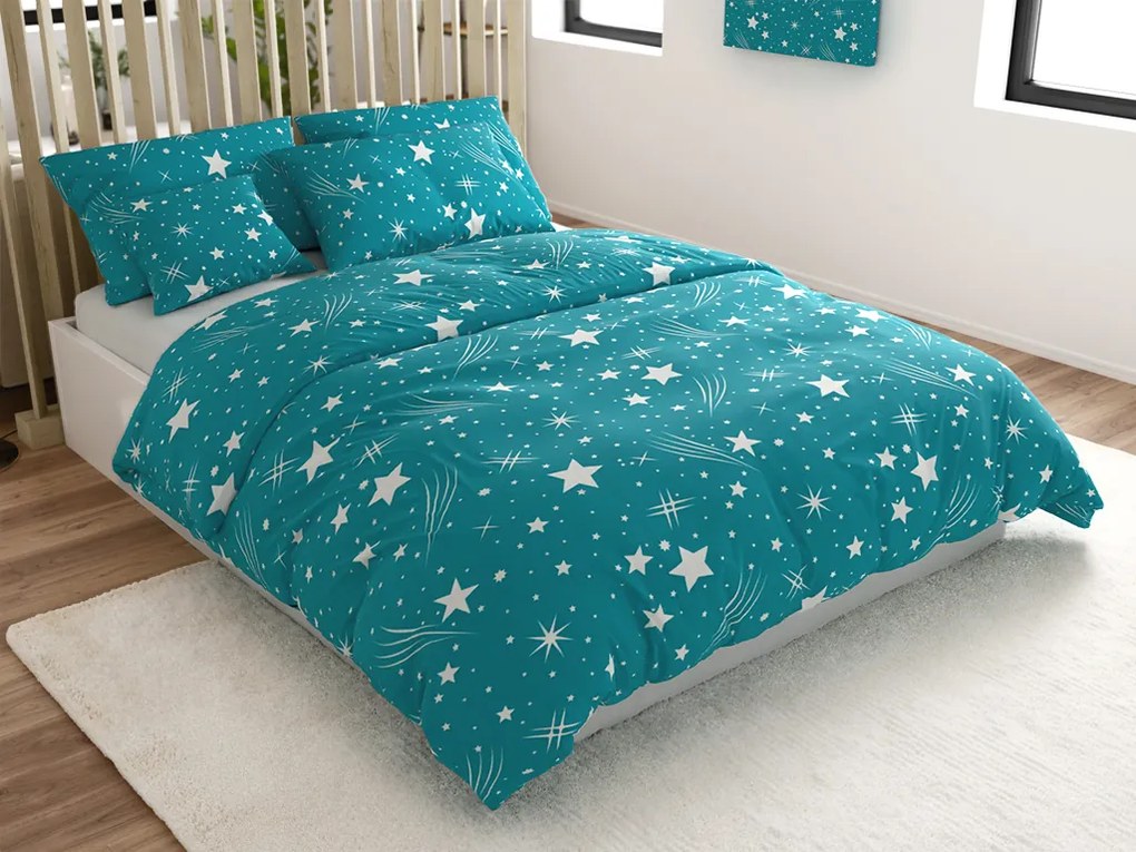Obliečky z mikrovlákna NOČNÁ OBLOHA tyrkysové Rozmer obliečky: 70 x 90 cm | 140 x 200 cm