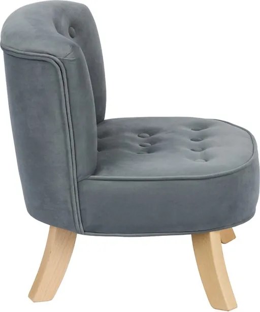 Detské kreslo velvet šedé 17 cm a 25 cm Drevo