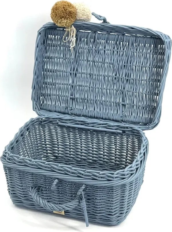 Prútený kufrík - modrá