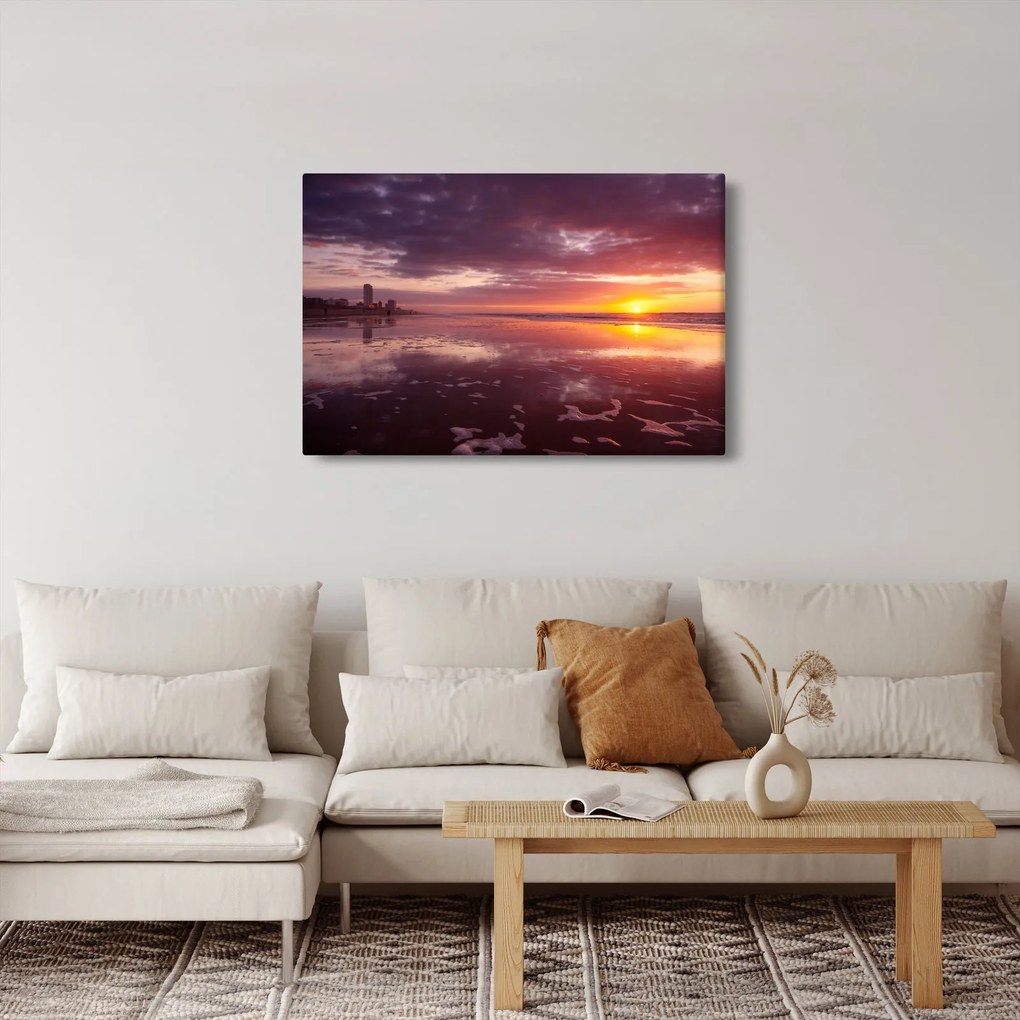 Obraz - Pláž pri západe slnka (90x60 cm)