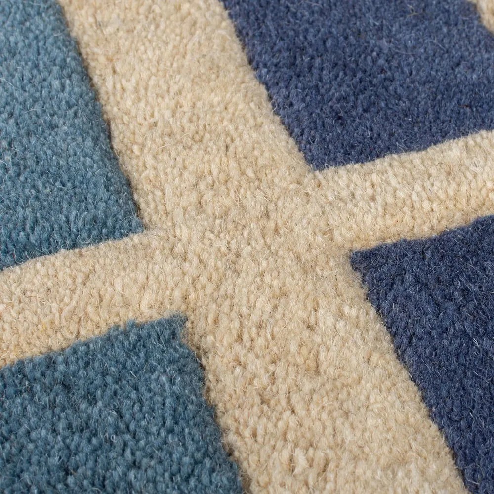 Modro-oranžový ručne tkaný vlnený koberec 120x170 cm Retro Blocks – Flair Rugs