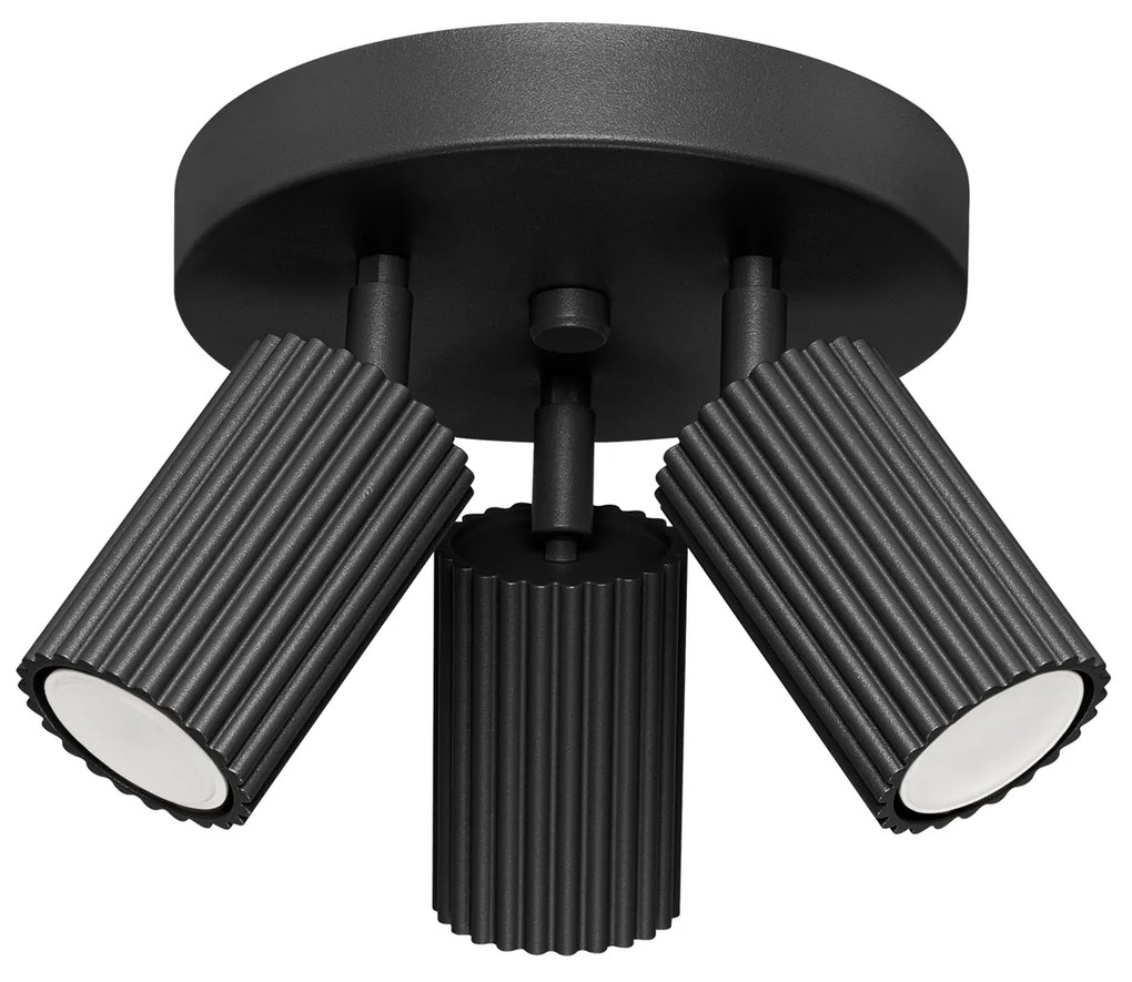 Stropné svietidlo Karbon, 3x čierne kovové tienidlo, (možnosť polohovania)