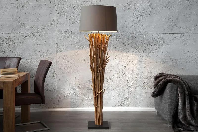 Stojaca lampa vyrobená z masívne drevo Euphoria 175cm hnedá