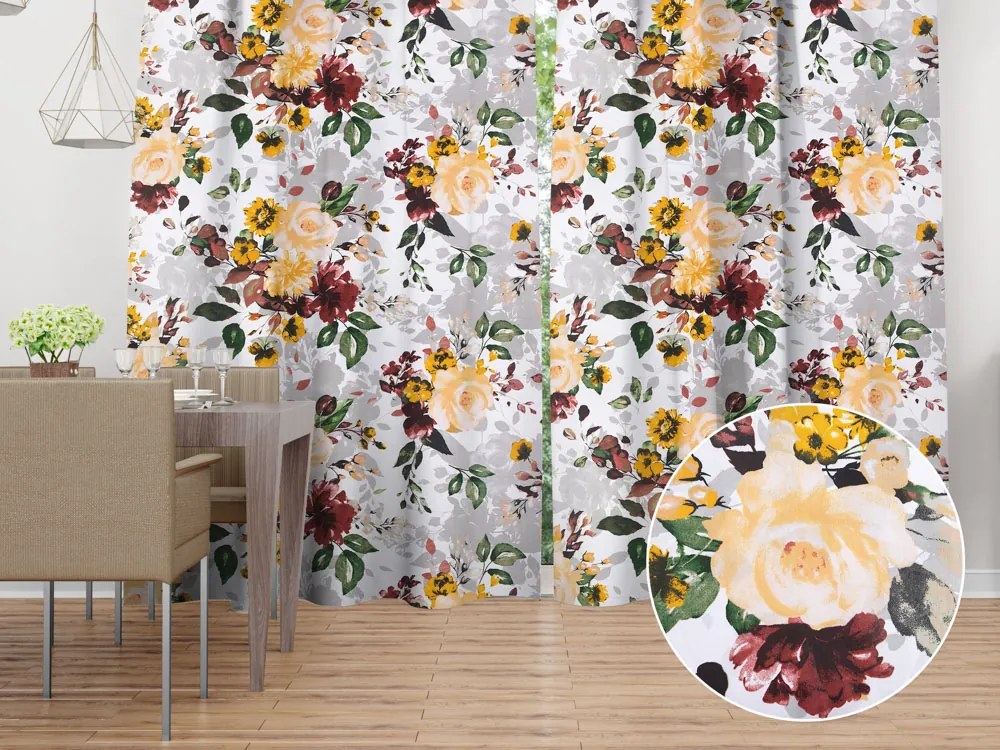 Biante Bavlnený záves Sandra SA-217 Veľké žlté kvety 150x260 cm