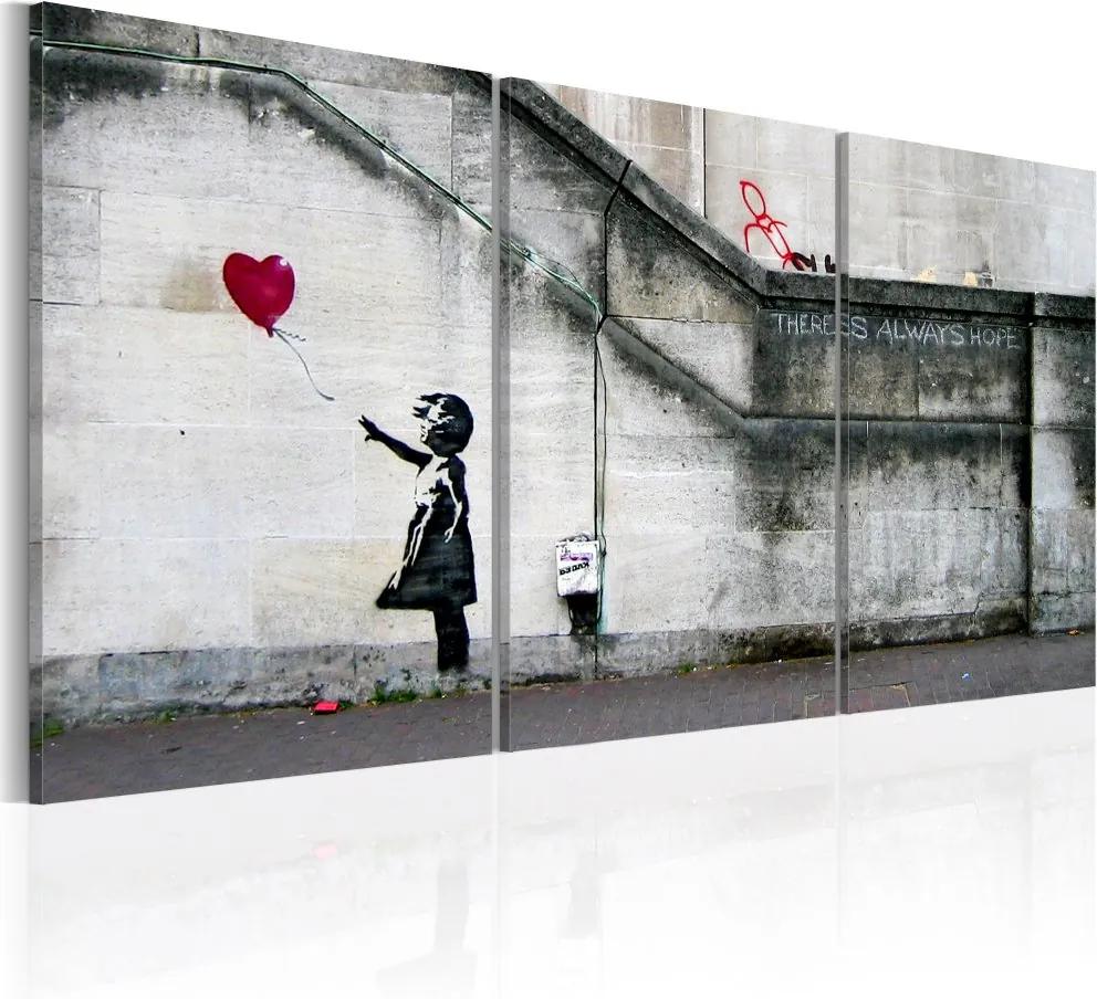 Obraz na plátne Bimago - There is always hope (Banksy) - triptych 60x30