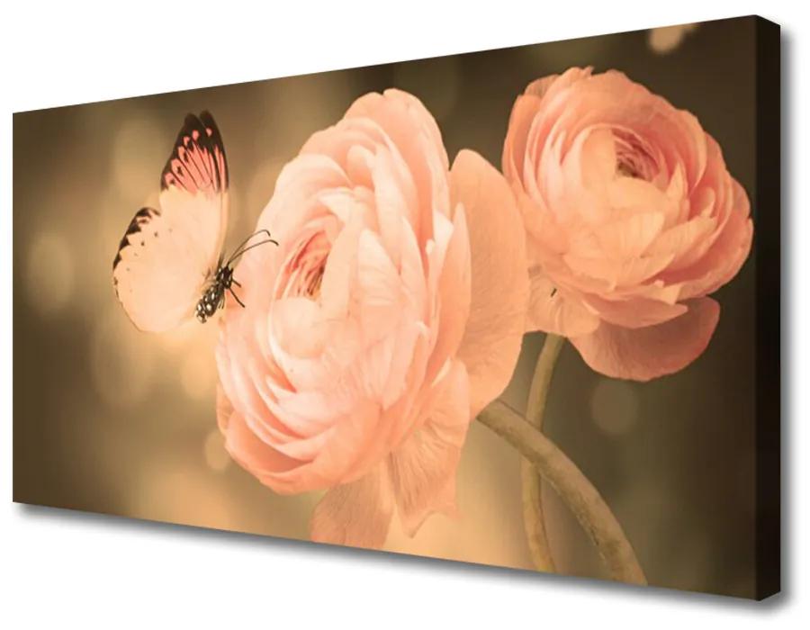 Obraz Canvas Motýľ ruže príroda 120x60 cm