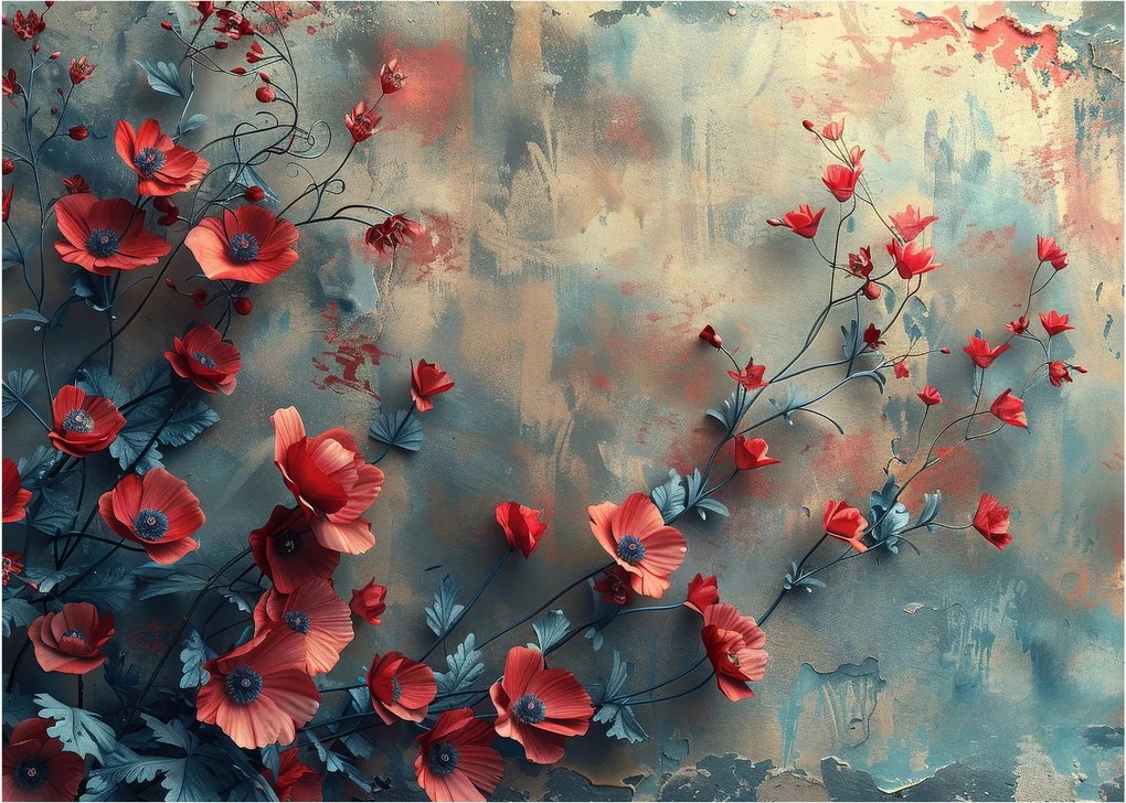 Sklenený obraz - Vlčie maky (70x50 cm)