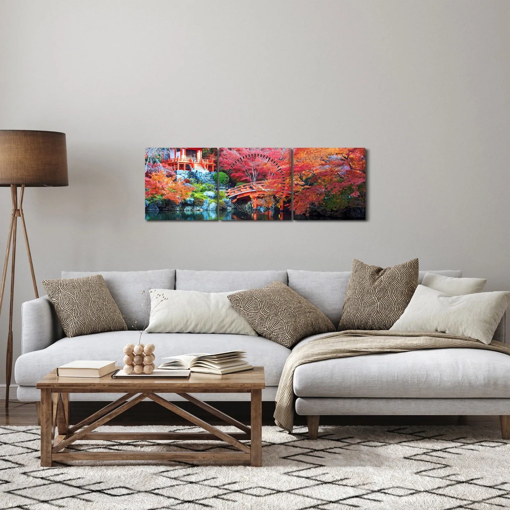 Obraz - Orientálna krajina (s hodinami) (90x30 cm)