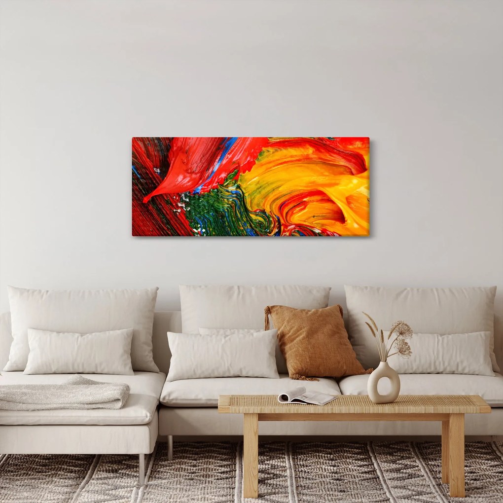 Obraz - Modrenie abstrakcie štetcom (120x50 cm)