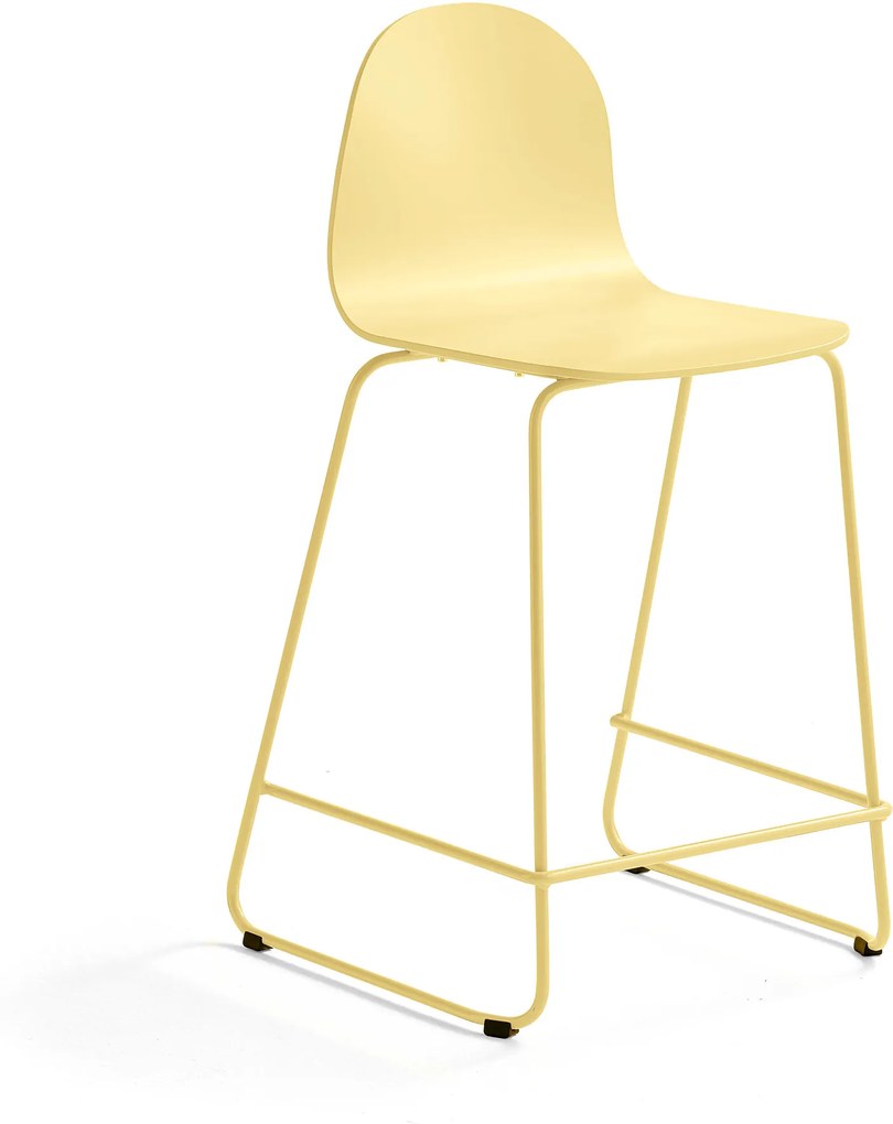 Barová stolička Gander, s klzákmi, výška sedu 630 mm, lakovaná, horčicová