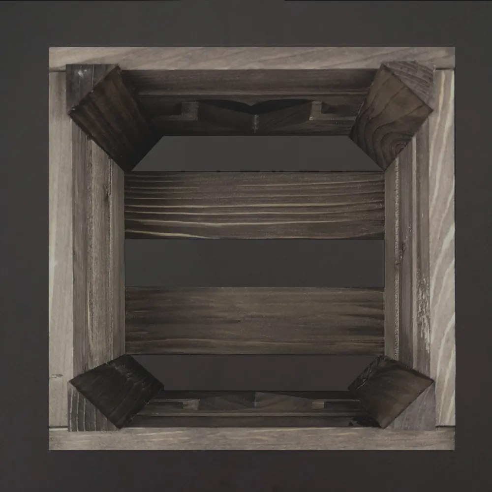 AMADEA Drevený obal so srdiečkom s kvetináčom tmavý, 17x17x15cm Český výrobok