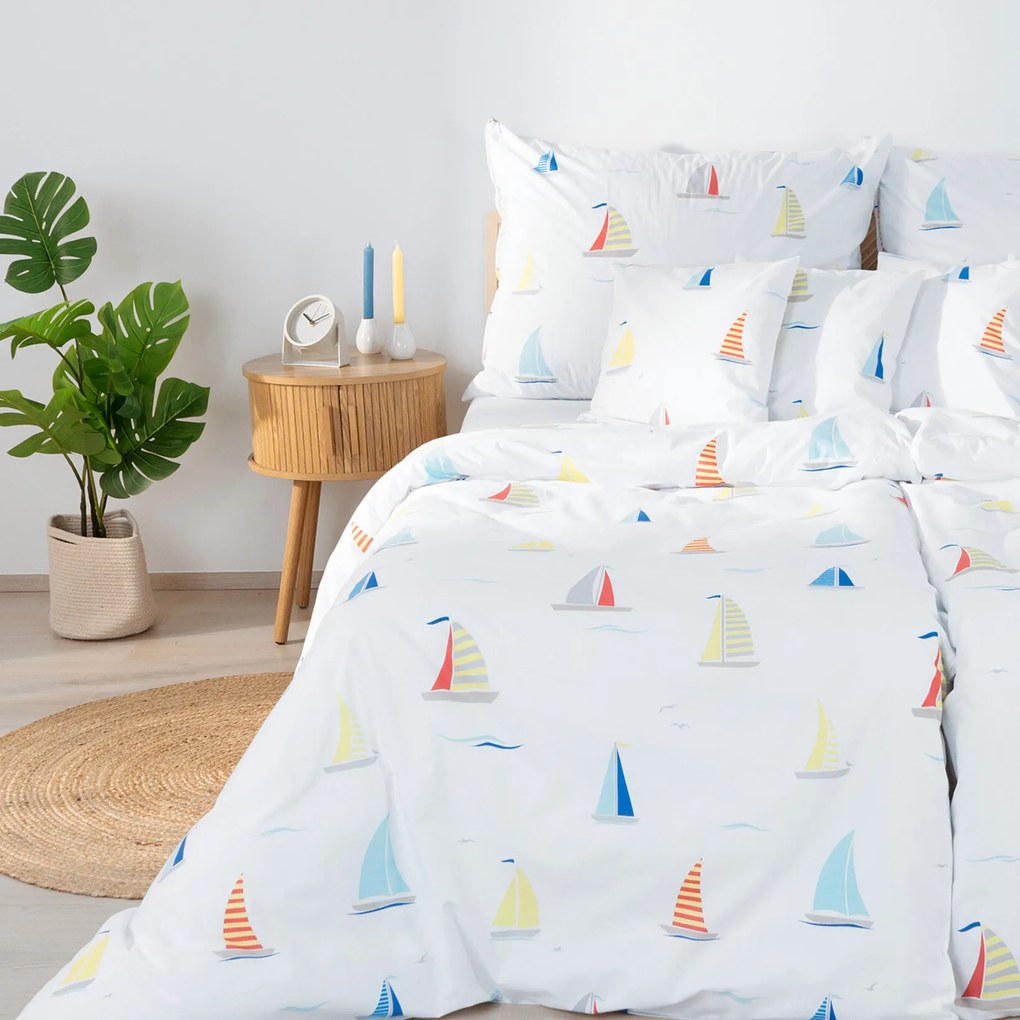 Goldea bavlnené posteľné obliečky - plachetnice 220 x 200 a 2ks 70 x 90 cm