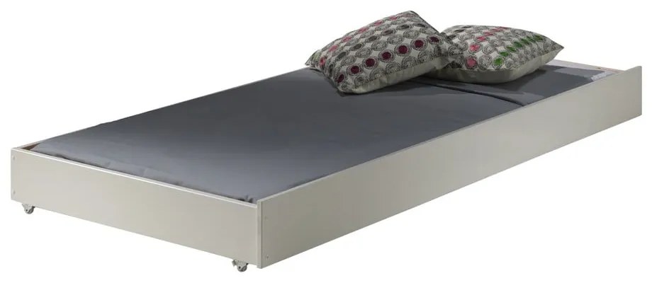 Biela poschodová detská posteľ z borovicového dreva s úložným priestorom s výsuvným lôžkom 90x200 cm PINO – Vipack