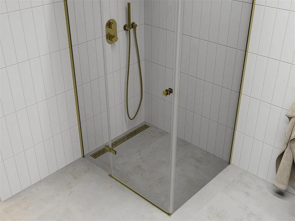 Mexen Roma, sprchovací kút 90 (dvere) x 100 (stena) cm, 6mm číre sklo, zlatý profil, 854-090-100-50-00