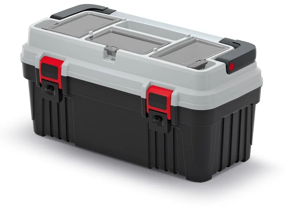 Kufor na náradie s kovovým držadlom 54 × 27,8 × 26,9 cm, organizéry, sivá