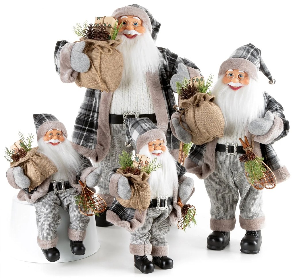 VIANOČNÁ FIGÚRKA SANTA 60 CM SIVÁ