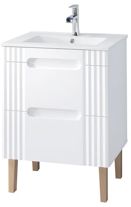 Koupelnová skříňka Fiji Lava se zápustným umyvadlem 60 cm bílá/dub coast evoke