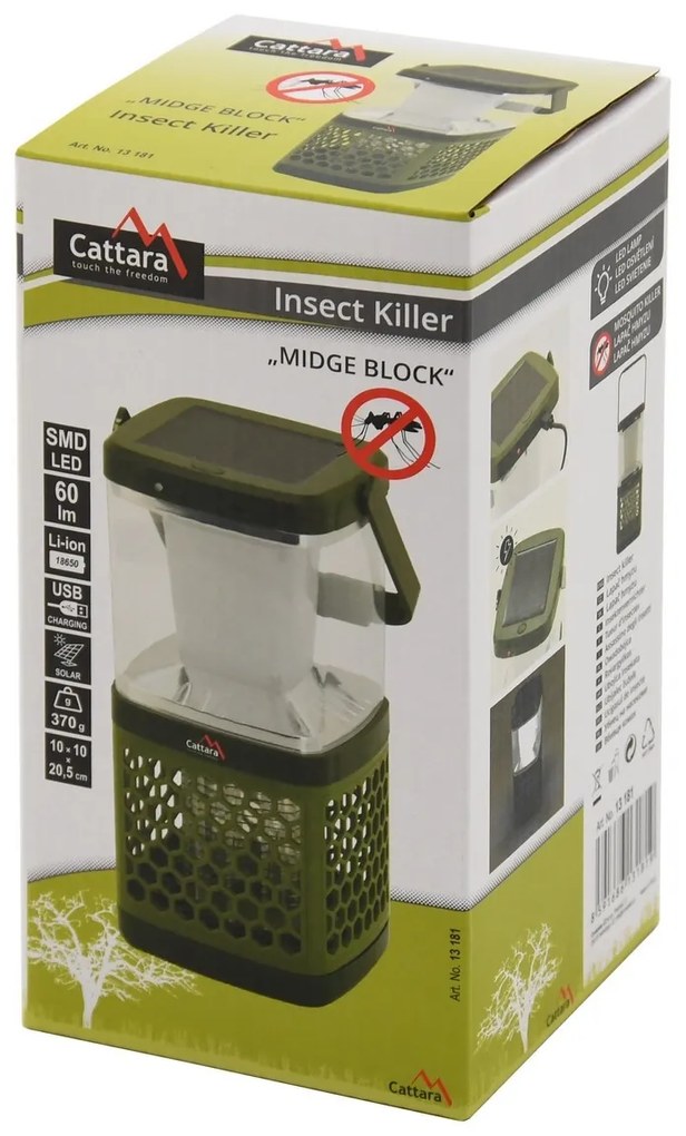 Cattara Svietidlo nabíjacie a lapač hmyzu Midge block 2v1 13181
