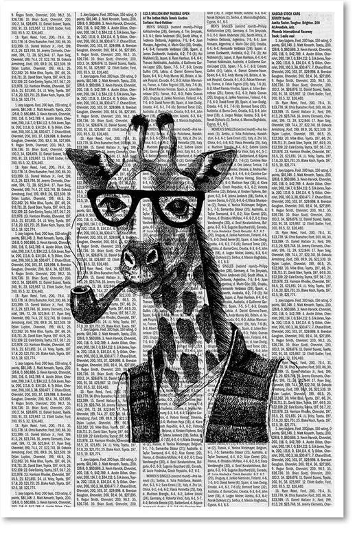 Obraz na plátně Noviny Hipster Giraffe - 80x120 cm